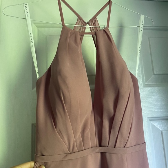AZAZIE EVALLEEN A-Line Pleated Chiffon Floor-Length Dress Dusty Rose size 2 - Picture 4 of 11